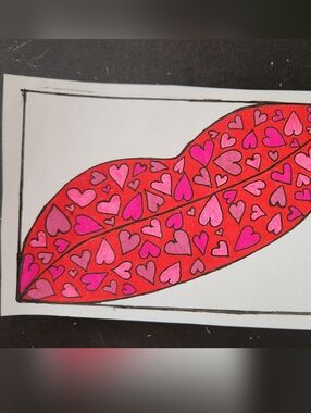 Red and Pink Heart Leaf Art Print